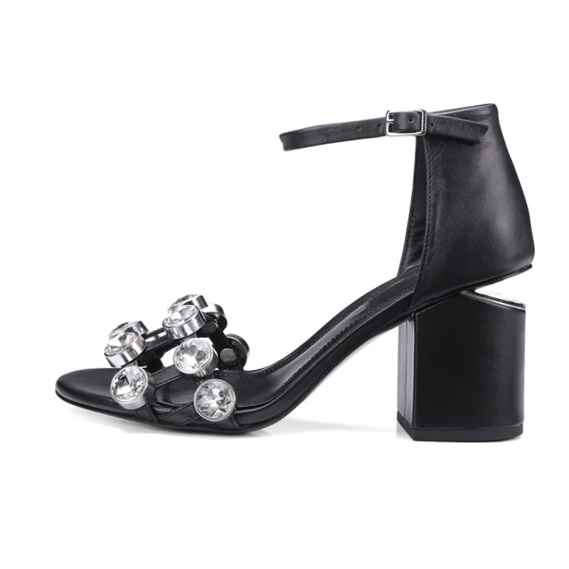 Stylesowner/Новые Дизайнерские летние сандалии с кристаллами из коровьей кожи на