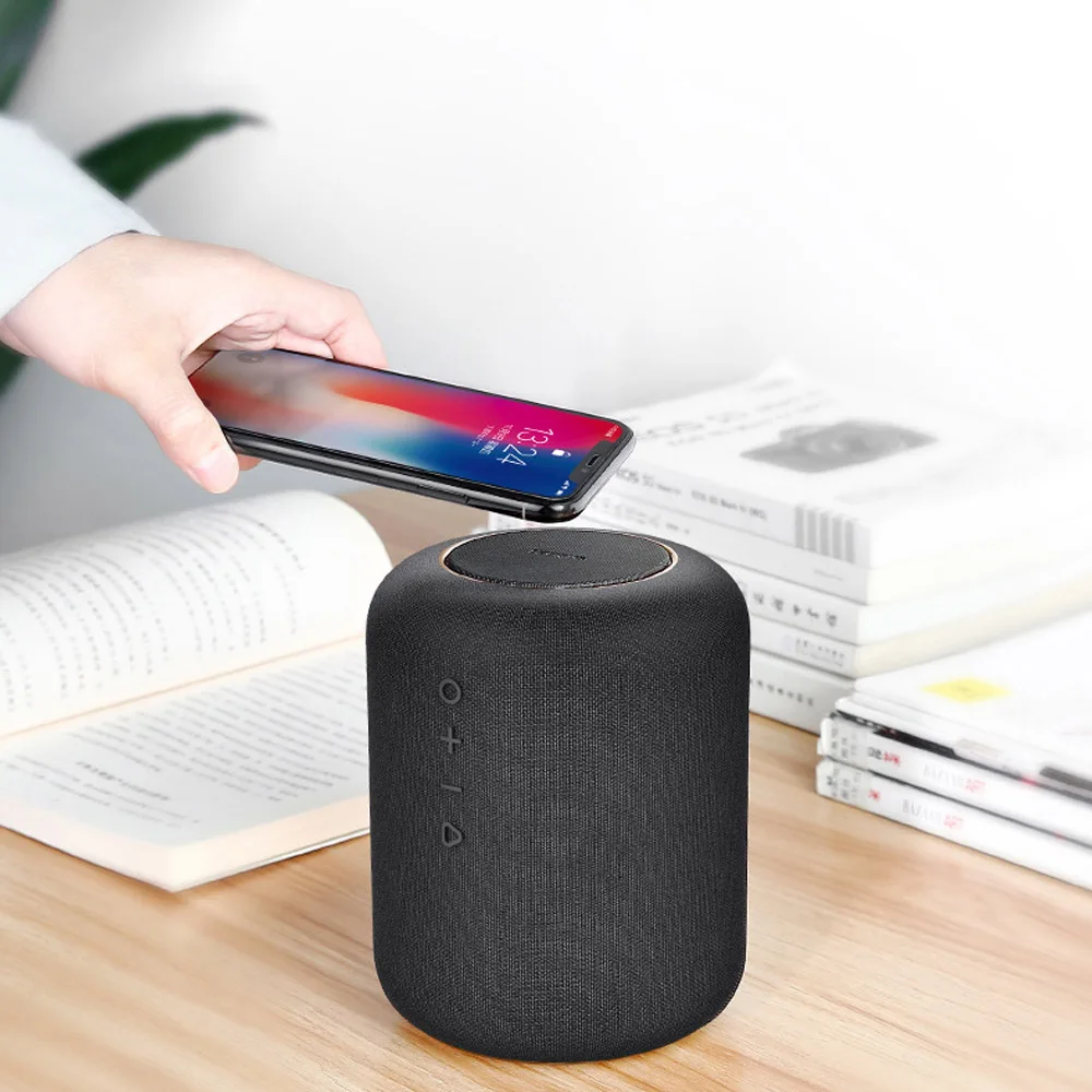 

BASEUS Wireless Smart Bluetooth Speaker AUX Audio Input Portable Intelligent Charging Speaker 360 Degree Round Wireless Charger