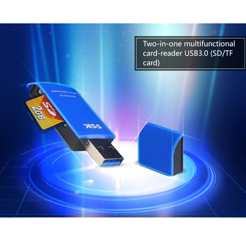 SSK USB 3,0 2 в 1 кард-ридер Высокоскоростной USB 3,0 SD/Micro SD/SDXC/TF/T-Flash кард-ридер адаптер SCRM331