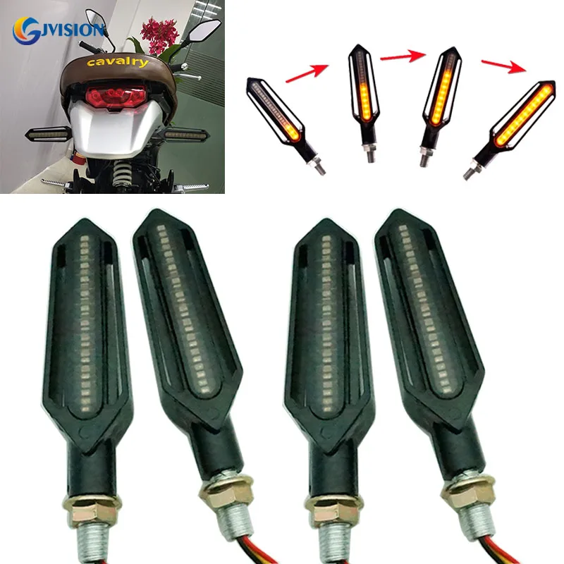 

4PCS Universal Motorcycle Turn signal lights 12V Flowing Water lighting Motorbike Brake lamp Warning Indicator