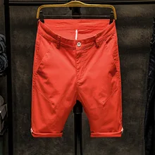 Повседневные Брендовые мужские шорты, одежда, летние дышащие шорты, мужские высококачественные Стрейчевые прямые однотонные шорты