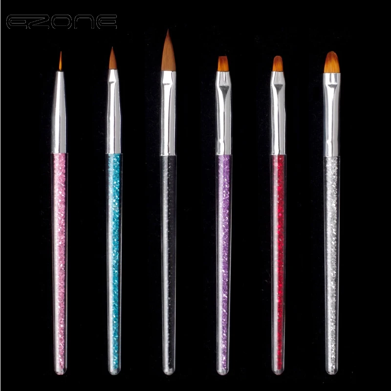 

EZONE Crystal Handle Paint Brush Hook Line Pen Shiny Penholder For Watercolor Oil Painting Graffiti Art Toy Color Random