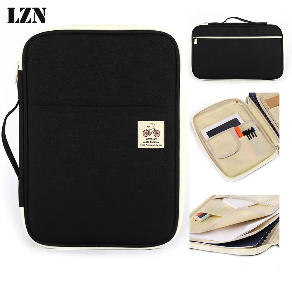 

LZN Multifunction A4 Document Bags Portfolio Organizer Waterproof Travel Pouch Zippered Case for Ipads Notebooks Pens Documents