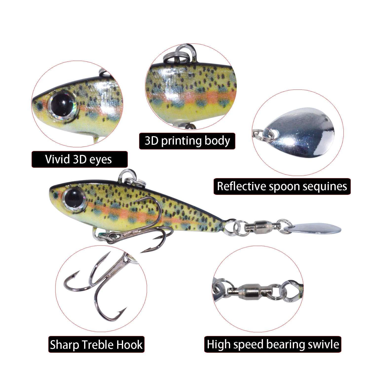 Fishing Jig Mini Lead Fish Metal VIB 18g 50mm Lead Jig Sea Fishing Spoon Metal Spinner Bass Fishing Lures 3D Printing Hard Bait