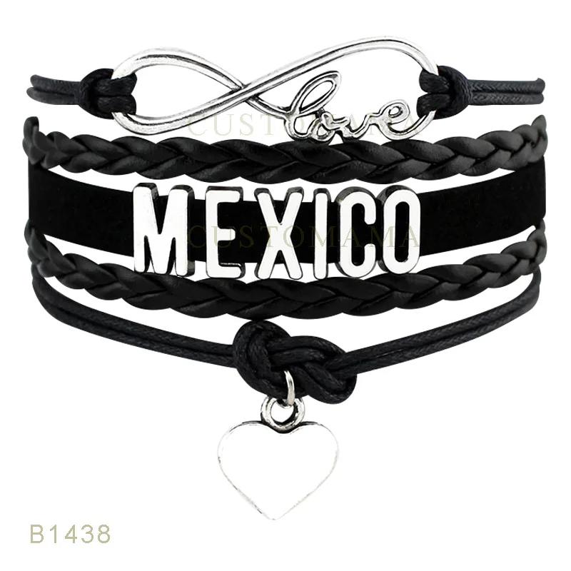 Custom Infinty Love Mexico Heart Charms Bracelets For Women Men Jewelry