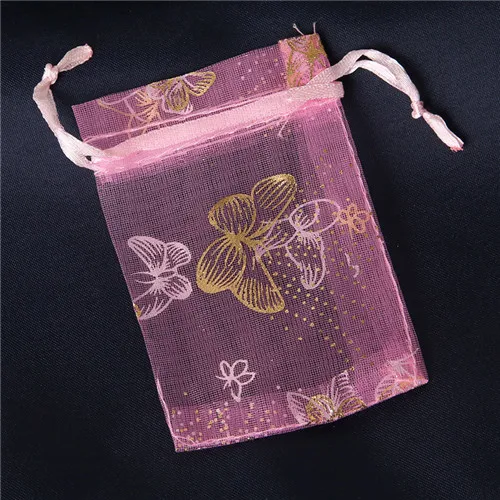 100pcs/pack Organza Mesh Jewelry Packaging Bags & Pouches Customize White/Pink Jewelry Gift Bags