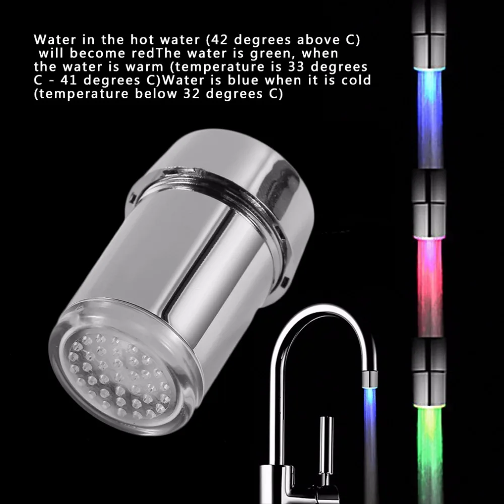 3 barvne LED svetlobne pipe pipa tuš voda Senzor temperature senzor vodne pipe svetilka levi vijak s pretvornikom Dropship
