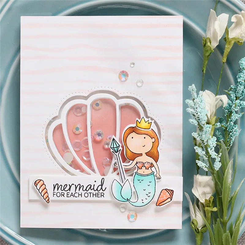 Naifumodo Ocean World штампы русалки и металлические для скрапбукинга прозрачные