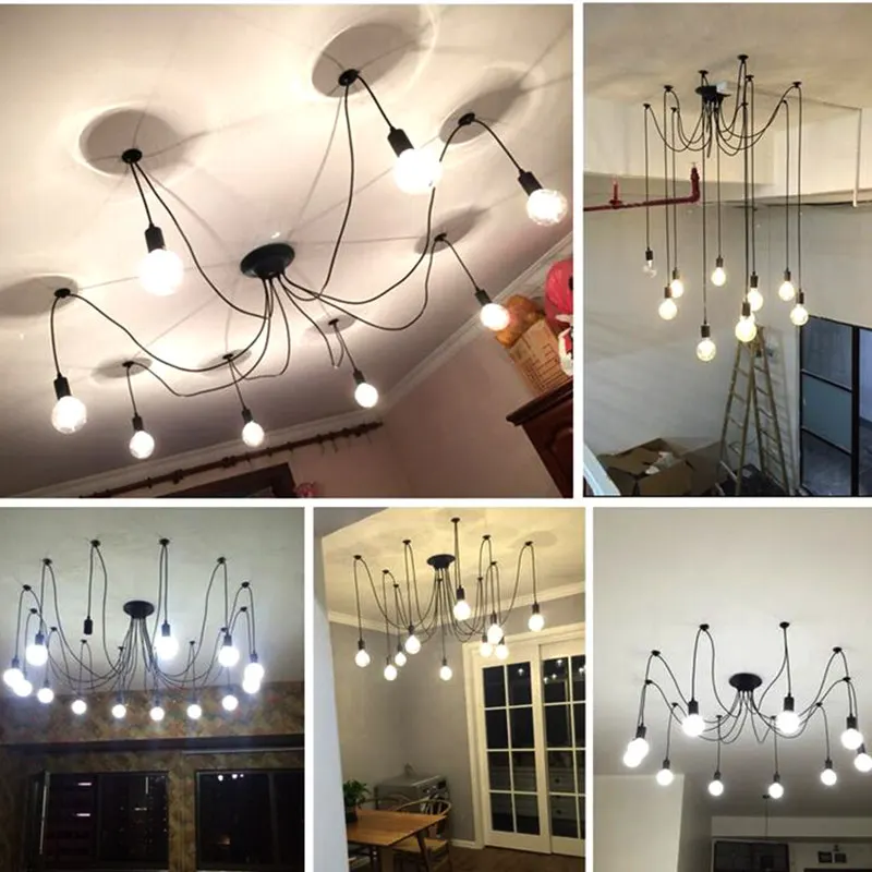 DIY винтажные скандинавские люстры пауки несколько регулируемых Ретро подвесных