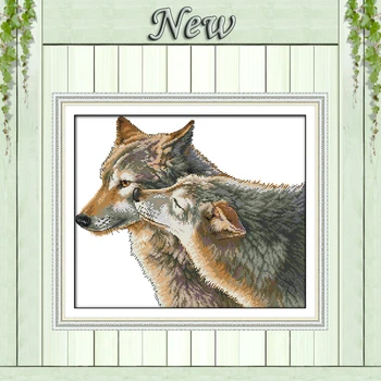 

The kiss of wolf Paintings Home Decor Counted Print on canvas DMC 14CT 11CT NKF Cross Stitch DIY Needlework Kits Embroidery Sets