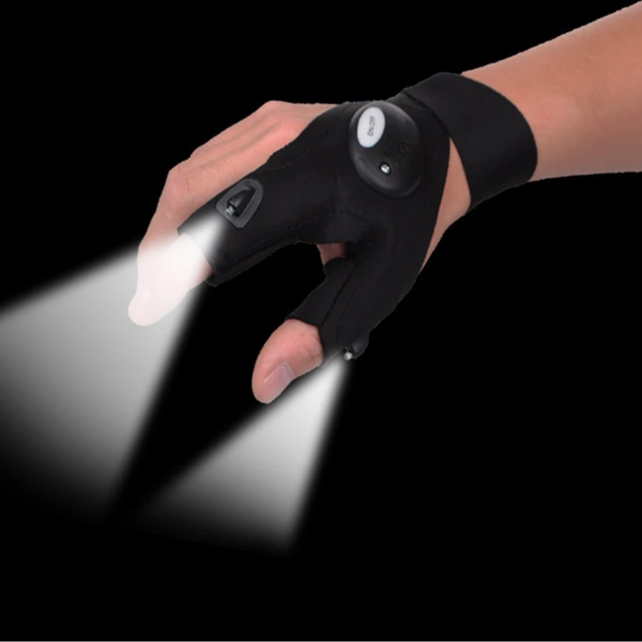 Finger Glove with LED Light Flashlight Tools Outdoor Gear Rescue Night Fishing