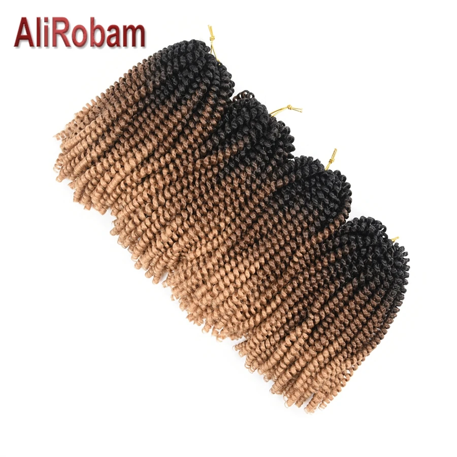

AliRobam Crochet Braids Ombre Brown Spring Twist Curly Synthetic Hair Extensions Braided Kinky Curly Hair For Braids 8 inch