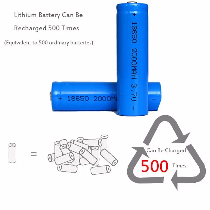 KingWei бренд 4 шт 18650 2000mAh 3,7 V Синий литий-ионный аккумулятор для светодиодный фонарь