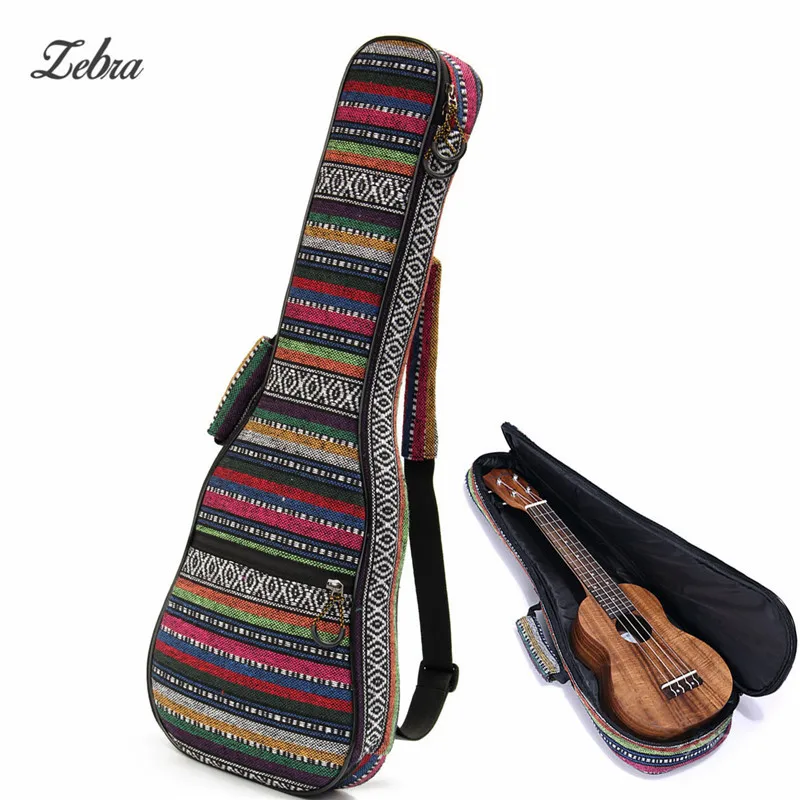 

Zebra 21'' Cotton+Nylon Soft Padded Portable Guitar Gig Bag Ukulele Case Box Cover Ukelele Backpack With Double Shoulder Straps