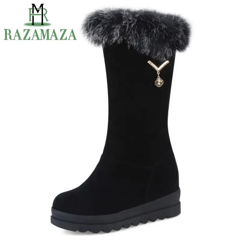 

ZALAVOR Size 34-43 Women Half Short Snow Boots Thick Bottoms Boots With Warm Fur Shoes Cold Winter Short Boots Women Footwear
