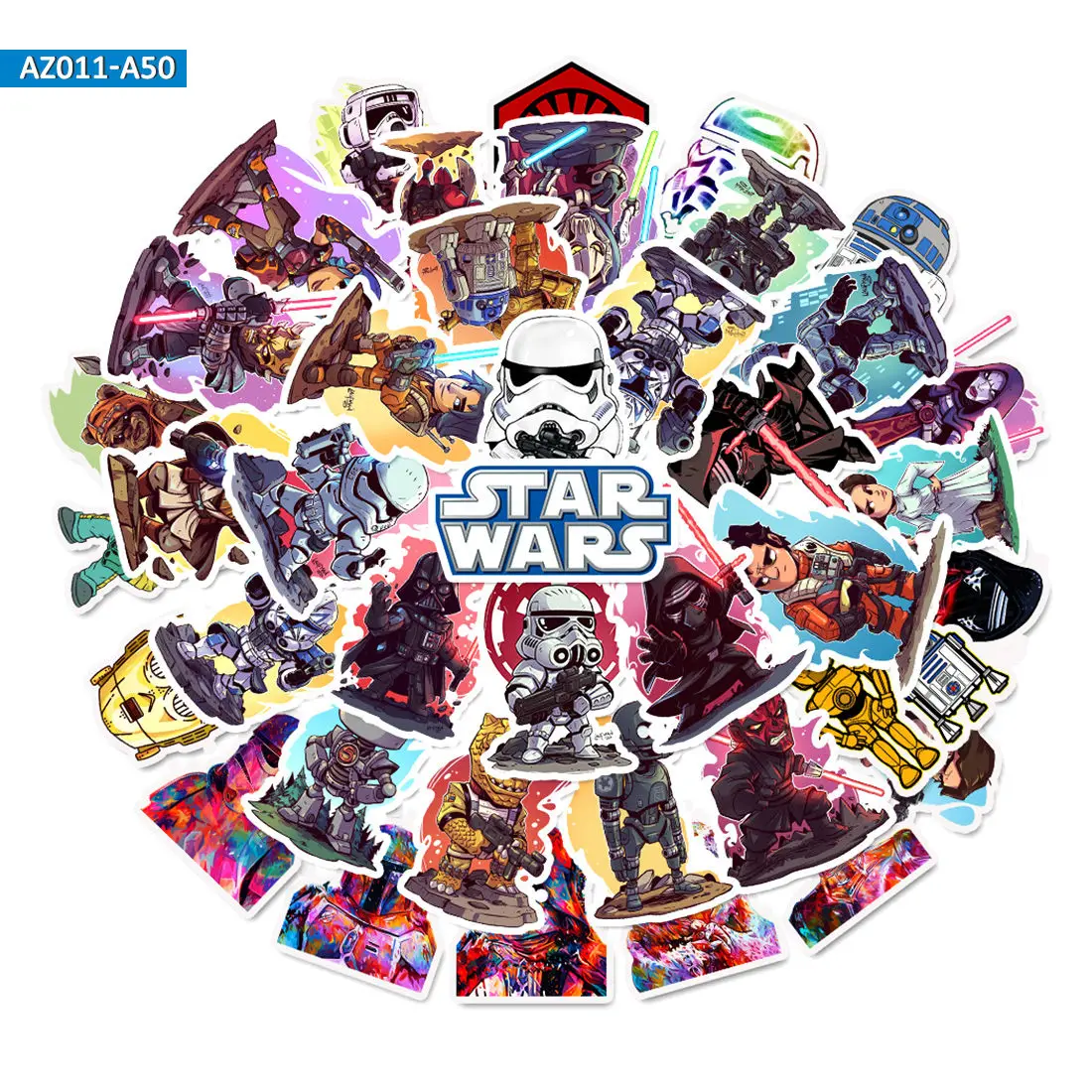 

50pcs Star Wars Stickers for Mobile Phone Laptop Luggage Suitcase Guitar Skateboard Bicycle Car PVC Waterproof Decal Stickers