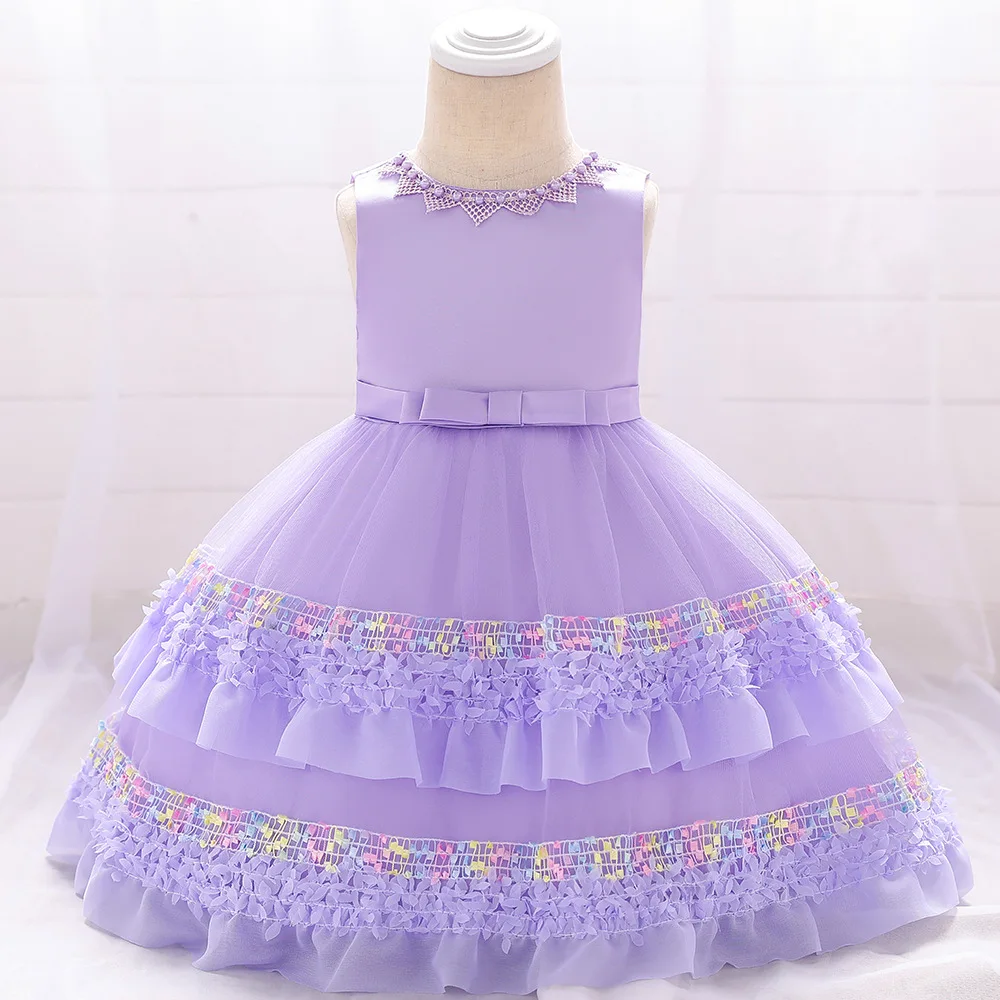 

Lush Baby Gir Baptism Dress Layered Tutu 1st Birthday Party Toddler Girl Christening Gown Infant Vestidos Baby Girl Clothes