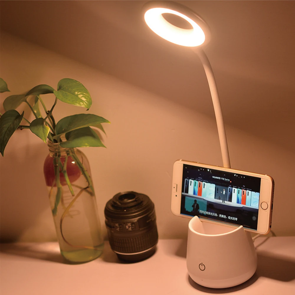 

Charged LED Touch On/off Desk Lamp Children's Bedside USB Creative Penholder Reading Student Learning Eye Protection Table Lamp