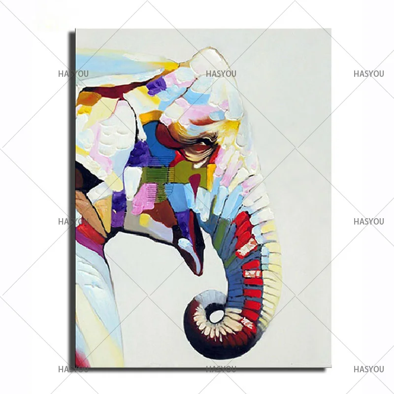JYJ-Quality-Cartoon-Elephant-Canvas-Wall-Art-Picture-Handpainted-Modern-Abstract-Oil-Painting-Home-Decor-Gift (5)