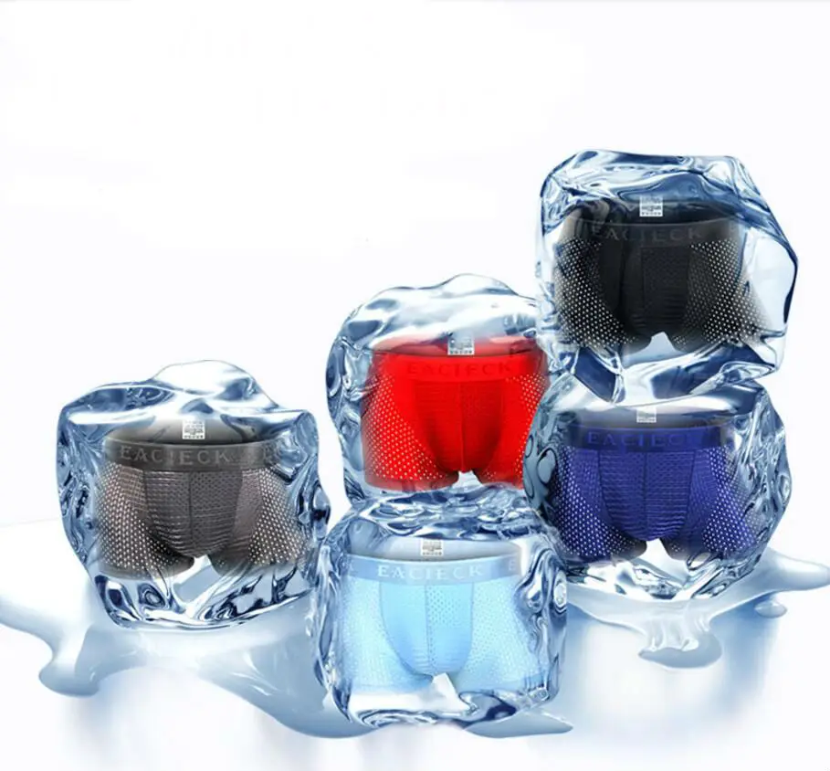 EACIECK Mesh Silk Мужское нижнее белье боксеры шорты четыре угловые мужские