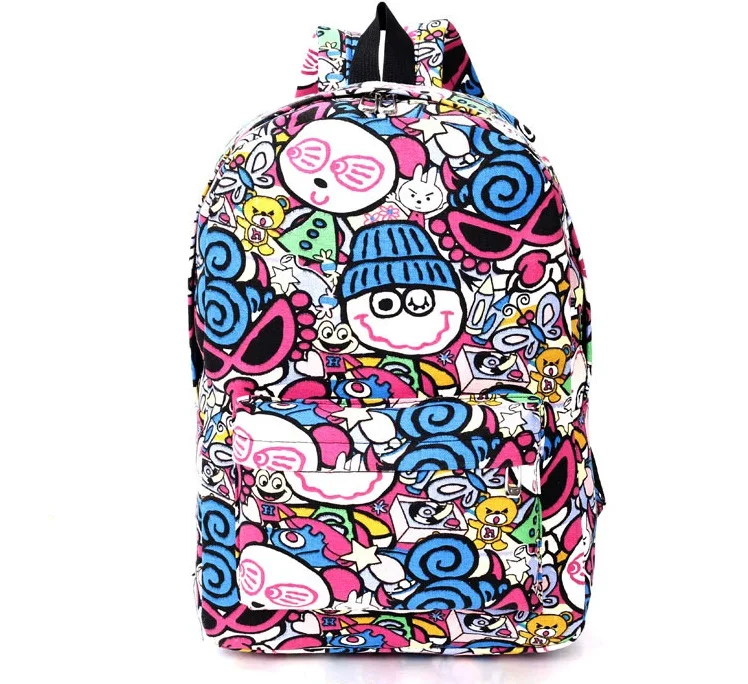 Тканевый рюкзак с граффити, школьная сумка для студентов-подростков, рюкзаки для мальчиков и девочек, рюкзаки, сумки с мультяшным принтом, уличный рюкзак Escolar