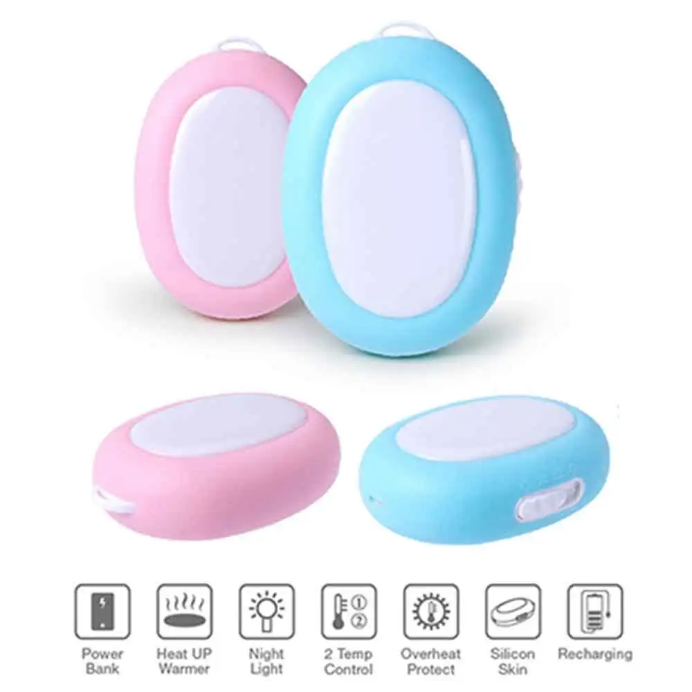 

Portable Mini USB Hand Warmer Rechargeable Winter Hand Heating Pocket Powered Bank Heating Electric Warmer with Night Light