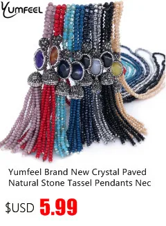 Yumfeel Brand New Long Beaded Tassel Necklace 18 Colors Natural Stone Necklace Women Jewelry Gifts Beach Crystal Quartz