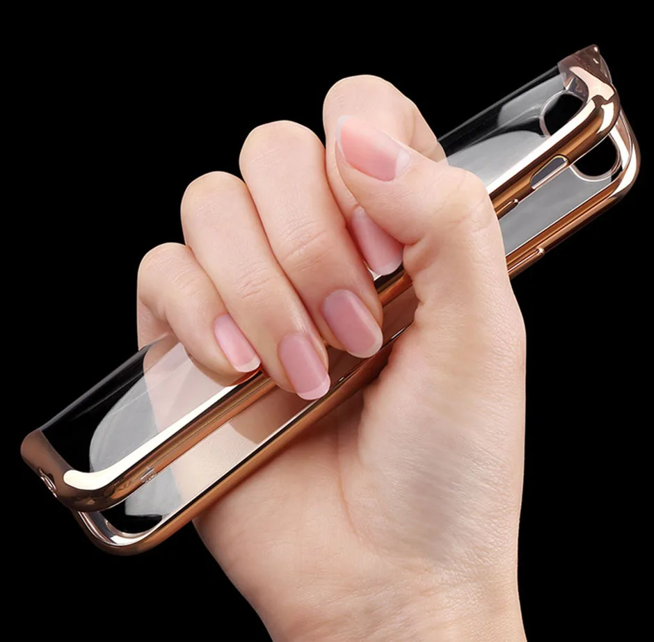 Case For iPhone 5 5S SE 6 6S plus 7 Plus Luxury Plating Gilded Transparent TPU Silicone Soft Phone Cases Cover For iPhone 6 Case (8)