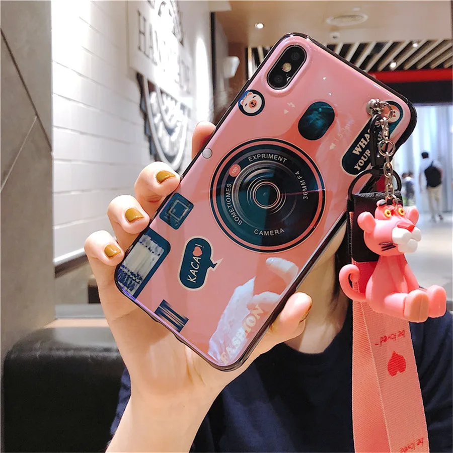 

For xiaomi mi 9 Case Retro Camera 3D Toy Stand Strap Soft Phone Case For xiaomi mi 6 8 lite mi 8 mi 9 SE mi 5x 6x A2 MIX 2 MAX 3