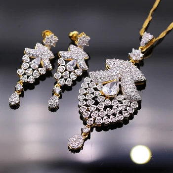 

GZJY Fantastic Women's/Girl's Jewelry Sets Gold Color Crystal CZ Pendant Necklace Grapes Shape Earrings Set For Women