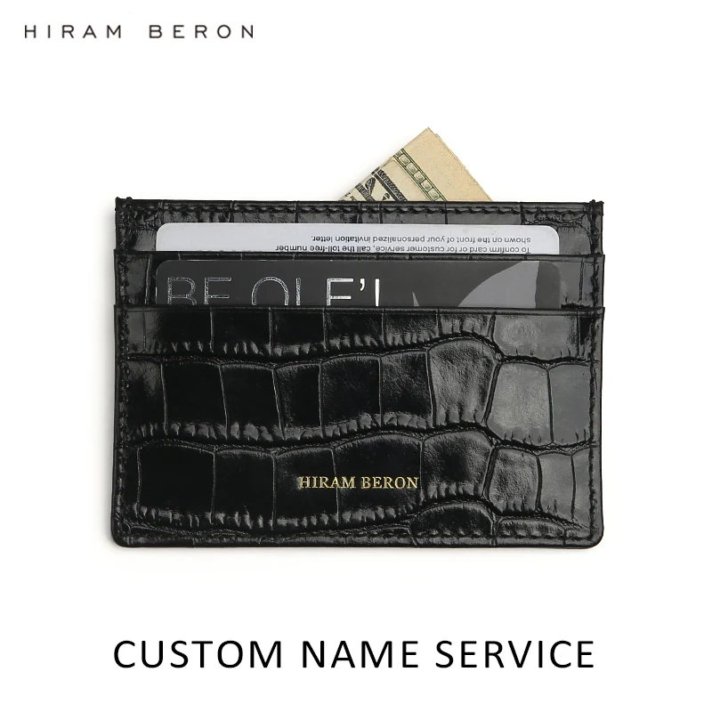 Hiram Beron Make Your Own Case Italian Leather Card Holder Womens Thin Wallet Crocodie Pattern dropship Hiram Beron Make Your Own Case Italian Leather Card Holder Womens Thin Wallet Crocodie Pattern dropship