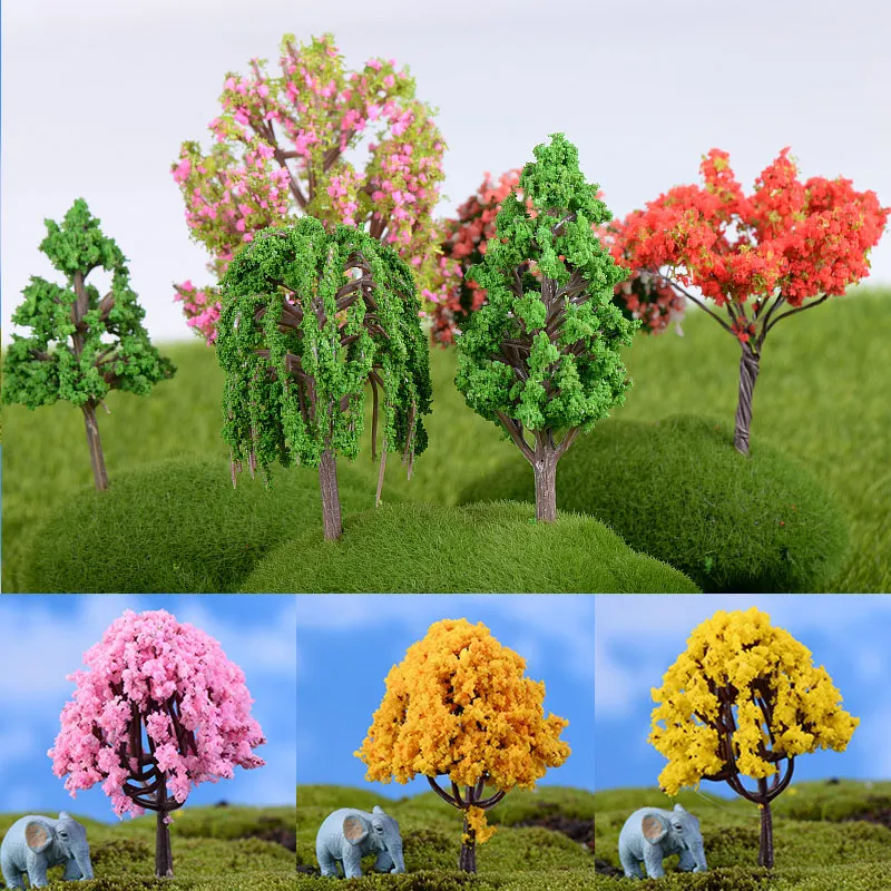 

Plastic Mini Garden Microlandscape 1PC Hot Sale Miniatures Simulation Trees Figurines Sakura Home Decoration High Quality