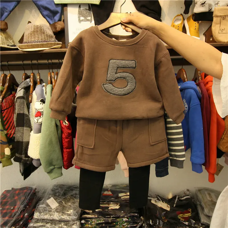 Осенне-зимняя детская одежда, комплект одежды из 2 шт. для детей 2-8 лет, зимняя одежда для маленьких девочек, костюмы, топы и штаны, детский спортивный костюм