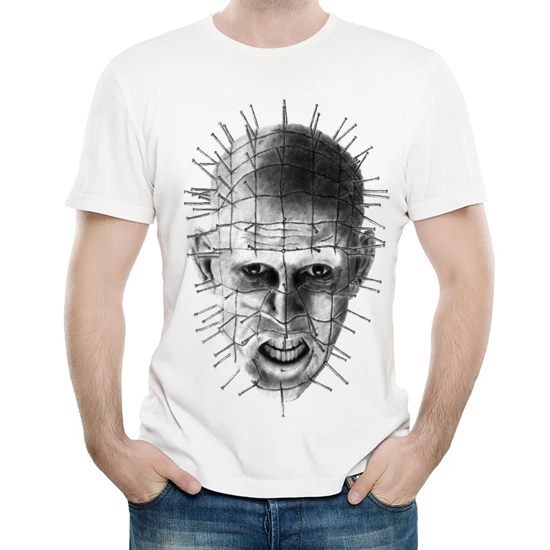 

Hellraiser T Shirt Casual Mens Fashion Short Sleeve Movie Pinhead Hellraiser T-shirt Tops Tees tshirt White T-shirt