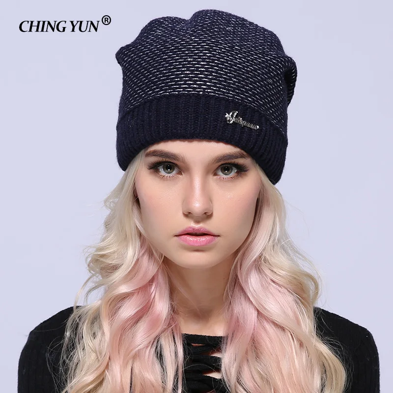 Najtaniej Nowa zimowa kobieta dzianiny kapelusze pani ciepłe czapki diamentowe stałe grubsze dziewczyny złota nitka czapka śliczne wysokiej jakości wełny kapelusz damski nowy