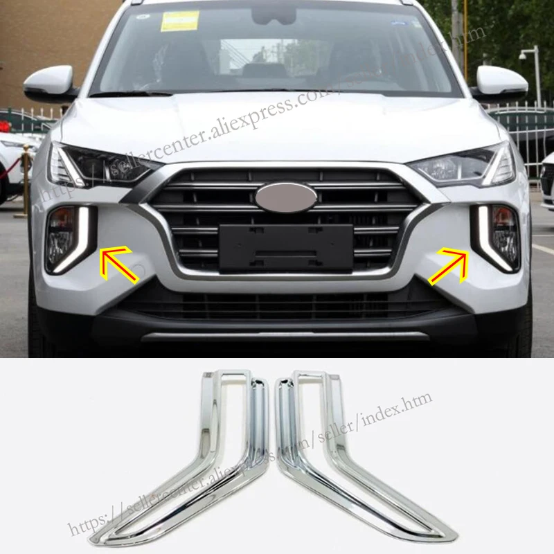 

2pcs For Hyundai Tucson 2019 ABS Chrome Front Fog Light Lamp Cover Trim Car styling