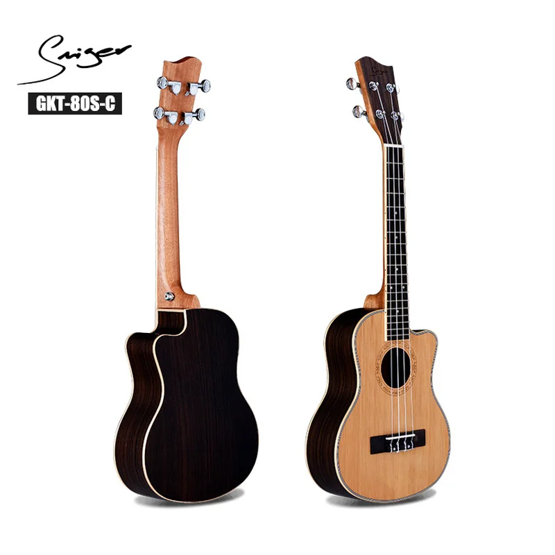 Топ однотонная укулеле Cedar Rosewood Concert Tenor 24 26 дюймов Cutaway pick Up Guitar Mini 4 струны Ukelele