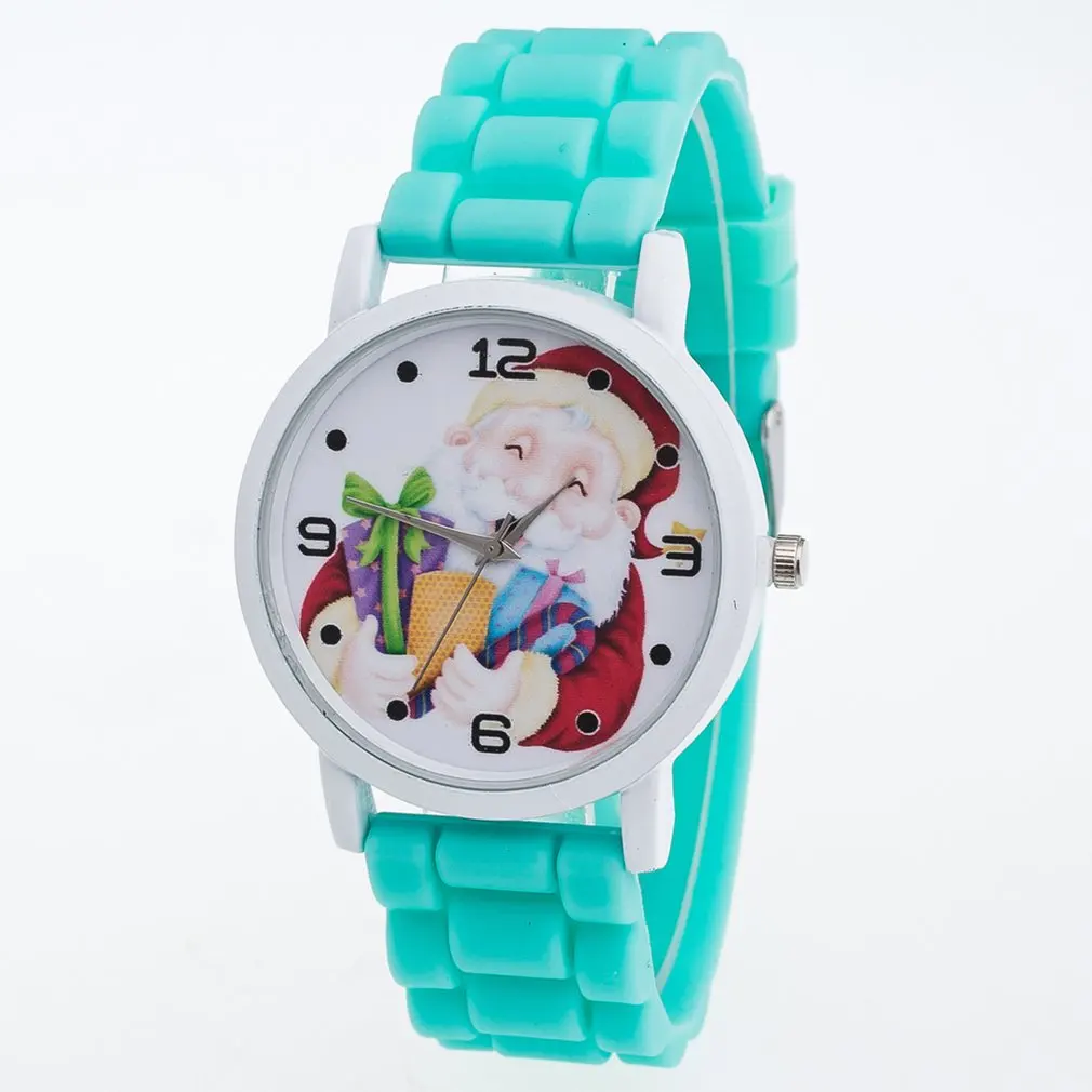

Women Girl Christmas Quartz Watch Silicone Watch Strap Santa Pattern Colorful Wristwatch Best Christmas Gift for Friends Kids B1