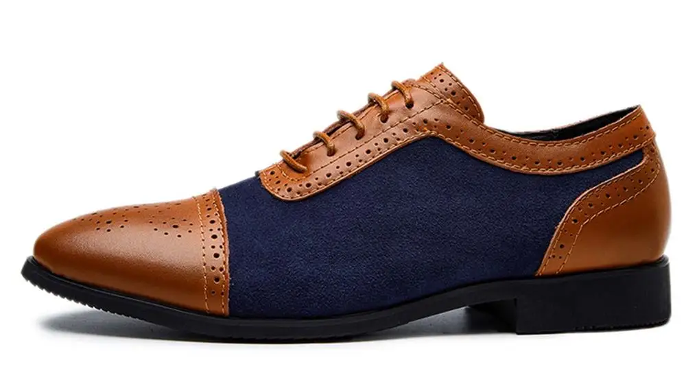Повседневная обувь из натуральной кожи; мужские роскошные модельные туфли фирменного дизайна; дышащие разноцветные туфли на плоской подошве со шнуровкой для отдыха; большие размеры - Цвет: Blue