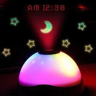 

Moon and star project table clocks projection mute desk alarm clocks LCD display colorful alarm clock with backlight