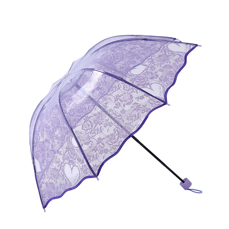 Летняя кружевная юбка, белый прозрачный зонтик с принтом в виде сердца, зонтик - Цвет: 4