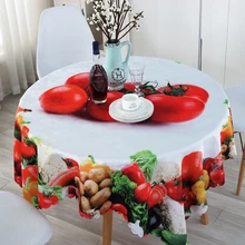 Round Tablecloths Fresh Vegetable and Fruit High-quality Printing Custom Table Cloth Outdoor Dining Dust-proof Table Cloth ZS-4