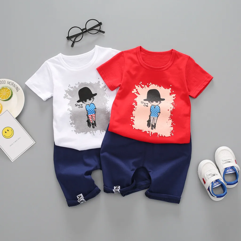 

MUQGEW Toddler Kids Baby Boys Cartoon Letter Print Tops + Shorts Outfits Set Clothes newborn baby boy clothes set kids clothes