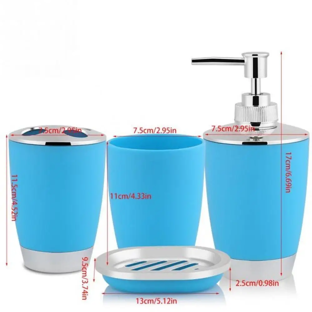 4 шт./компл. Ванная комната комплект купальные принадлежности Товары включает в себя жидкого мыла или ополаскивателя для чашки Зубная щётка держатель мыла набор посуды - Цвет: blue