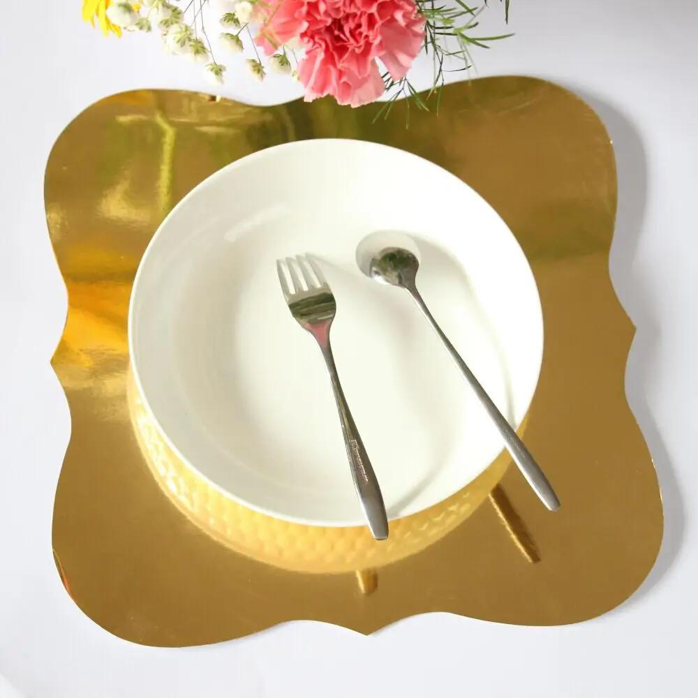 24pcs Gold Baroque Disposable Paper Placemat For Wedding Party Supplies