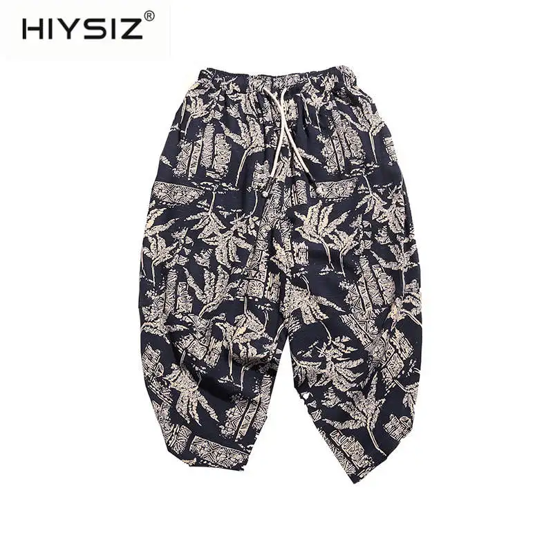

HIYSIZ NEW Pants 2019 Large size Chinese style 2019 Casual Streetwear refresh floral pants harem pants seven-point pants ST417