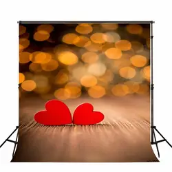 Боке искрение золото деревянный пол День Святого Валентина сердце фото студии виниловый Ткань Компьютер Отпечатано стены фото фон