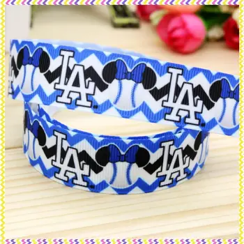 

7/8'' Free shipping LA sport chevron printed grosgrain ribbon hairbow headwear party decoration diy wholesale OEM 22mm P4288