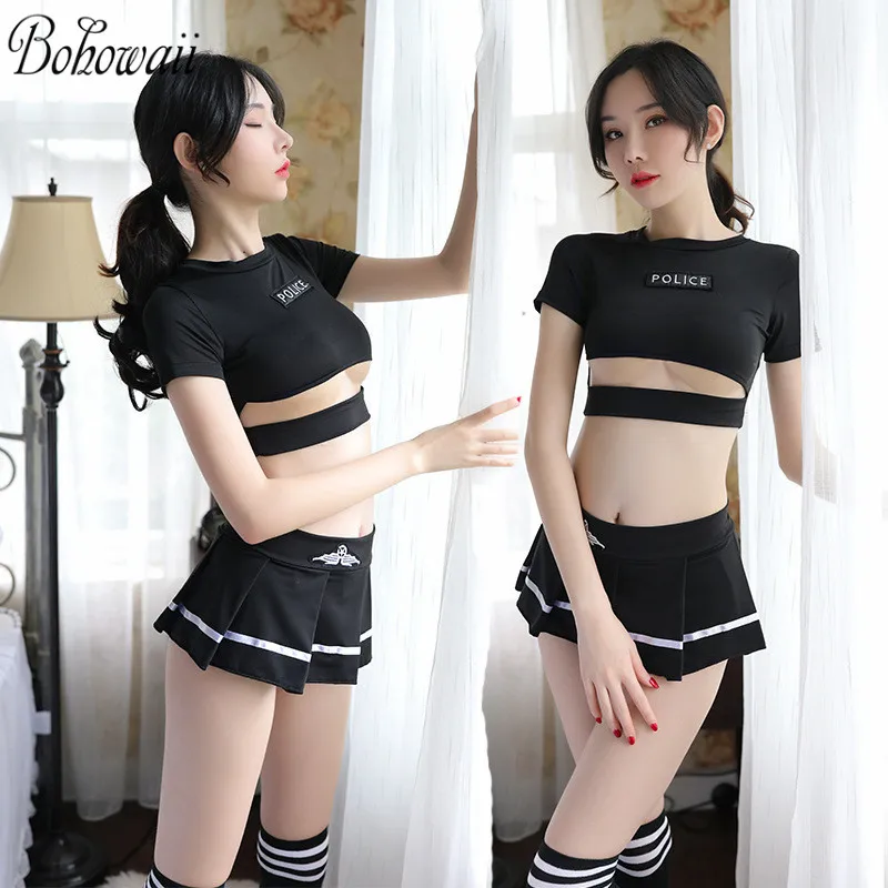 BOHOWAII Sexy Set for Women Outfit Costumes Carnaval Volwassen Kostuums Schoolgirl Cosplay Lingerie Femme Student Uniform