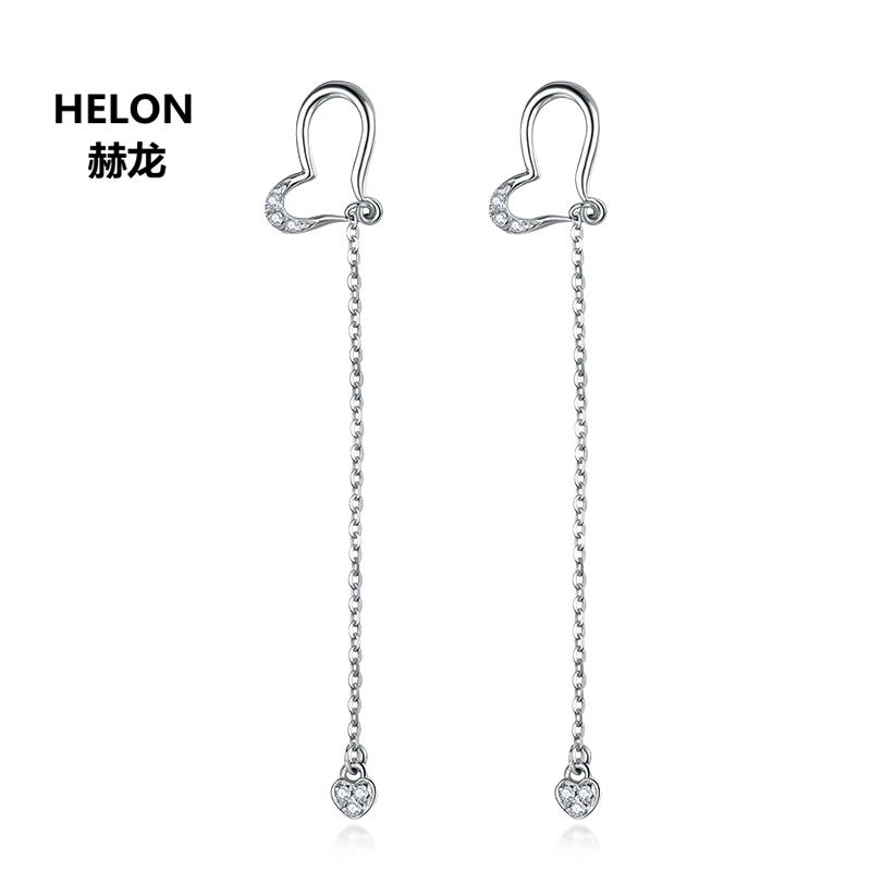 

Women Solid 18k White Gold Natural Diamonds Earrings Trendy Engagement Wedding Party Stud Earrings